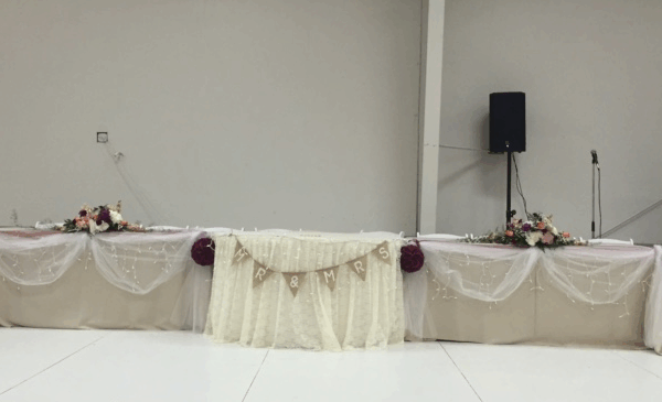 Mr and Mrs long table for wedding reception